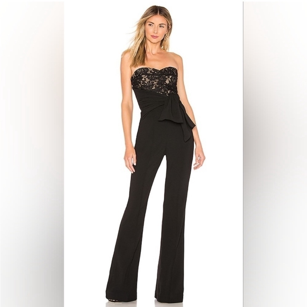 NWT Rebecca Vallance Jumpsuit Betty Strapless Lace Bodice in Black - Picture 3 of 12